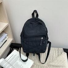 Men's Black Lightweight Nylon Small Backpack, Multi-Pocket Drawstring Design, Adjustable Thick Straps, Outdoor Short Trip Casual Commute Minimalist Mini Backpack - Multicolor - View 4