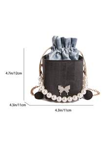 1 Buah Tas Persegi Minimalis Baru, Gaya Kasual Elegan, Penutup Tali Serut, Tali Bahu yang Dapat Diatur, Pegangan Mutiara, Cocok untuk Aktivitas Sehari-hari, Bepergian, Dapat dengan Mudah Menampung Barang-Barang Penting Sehari-hari, Barang Serbaguna untuk Anak Perempuan, Cocok untuk Berbagai Gaya dan Acara - MultiWarna - View 9