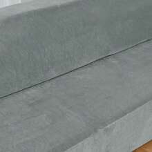 1pc Solid Color Silver Fox Velvet Full Coverage Elastic Sofa Cover, Soft And Cozy Knitted Texture, Snug Fit To Furniture Contour, Machine Washable, Creates Comfortable Living Room Home Atmosphere All Season - Light Grey - View 7