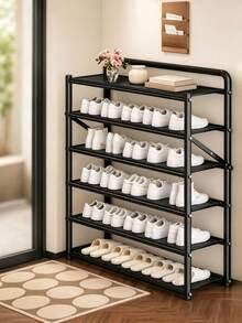 1-Piece Shoe Rack With Multiple Layers And Large Capacity, Space-Saving For Easy Storage. Sturdy And Stable With Strong Load-Bearing, Suitable For Entryways And Bedrooms. - Black - View 2