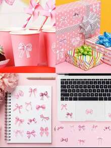 500pcs/Roll Pink Bow Sealing Stickers, Gift Box Blessing Stickers, Packaging Decoration Material - Multicolor - View 6