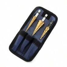 3pcs Drill Bits + 1 Storage Bag, Titanium Coated High Speed Steel Step Drill Bit Set, Suitable For Wood And Metal - Multi-Functional Efficient, Tool Accessories; Hex Shank Manual Repair Tools, Suitable For Handcrafts, Factory, Work Operations, DIY - A - View 8