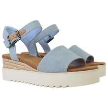 Toms Diana Womens Denim Blue Wedge Sandals - Light Blue - View 4