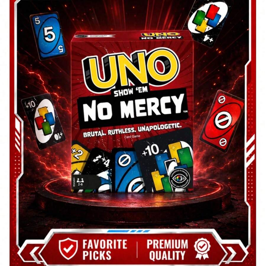 Splendor 1 Box UNO NO MERCY Special Edition Card Game, Suitable For Party Icebreaker, Teen Competitive Fun, Player Gift, Birthday, Christmas, Halloween Gift - Multicolor - View 1
