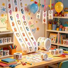 500pcs Bluey Roll/Envelope/Round/Sealing Stickers, Bingo Heeler Family Printed Pattern, Cartoon Character Waterproof Stickers, DIY Scrapbook, Planner, Bag Decoration, Gift Wrapping, Party Decoration/Favors, Bluey Fans, Creative Stickers, Anime Lovers Holiday Gift - Multicolor - View 5