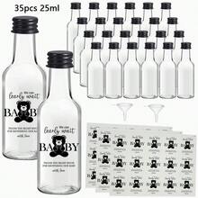 3/35個 0.85/1.7盎司迷你飲料分裝瓶，附熊圖案感謝貼紙，空塑膠瓶含蓋子與漏斗，嬰兒派對桌飾派對用品，適用新生兒歡迎、性別揭曉、洗禮、受洗及賓客禮物 - H26-透明 - 查看 16