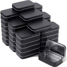 2pcs Black Aluminum Hinged Lidded Cans, Multi-Purpose Mini Storage Boxes, Perfect For Storing Jewelry, Crafts And Small Items. - Multicolor - View 2