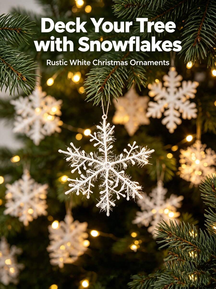 Christmas Snowflake Decorations - White Plastic Snowflakes, Suitable For Christmas Trees, Weddings And Window Decor, Ideal For Holiday And Party Celebrations, Create Christmas Atmosphere, Winter Essential - Multicolor - View 1