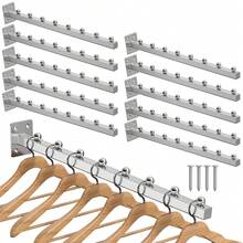 10Pzs Gancho Cascada Exhibitor Ropa Para Pared 40cm Tubo Cuadrado Con 8 Cuentas Hierro Galvanizado Negro Plateado Con 40 Tornillos, Gancho Panel Ranurado Antideslizante Resistente Oxidación Para Tienda Comercio Armario Garaje Exhibir Ropa Accesorios Bolsos Herramientas Organización Almacenamiento - Plateado - Ver 11