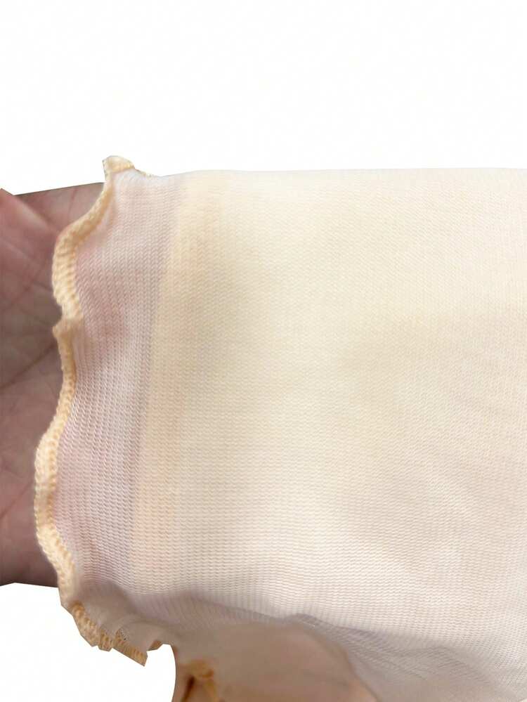 柔美純欲風 V 領蕾絲拼接扭繩修身防曬疊穿長袖上衣，初秋新品，適合咖啡約會、閨蜜聚會、短途旅行與購物 - 杏色 - 查看 9
