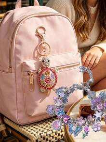 Ins Colorful Rhinestone Cute Turtle Creative Metal Keychain Car Pendant - Multicolor - View 10