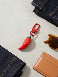 One Creative Chili Keychain, A Ladies' Personalized Imitation Pendant Keyring, A Small Gift, For Daily Decoration, For Mobile Phone Decoration - Red - View 5
