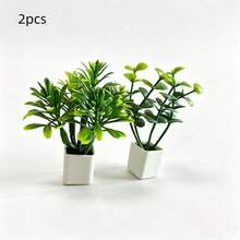 1:12 Mini Realistic Green Plant Potted Bonsai, Miniature Landscape Decoration, Model Scene Decor, Mini Potted Plant, Home Decor, Car Interior Decor, Miniature Scene Photography Prop, Dollhouse Decorative Flower - 4 Small Potted Plants - View 15