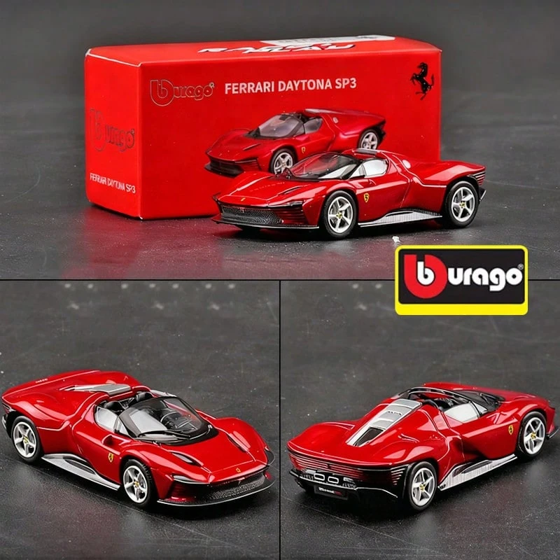 Burago 1:64 比例壓鑄模型車 Ferrari SP3 紅色創意口袋車模型玩具,裝飾與禮品 - SP3-Red - 查看 1