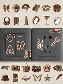 50 pcs Stiker Motif Macan Tutul Cokelat Y2K untuk Dekorasi Planner, Buku Harian, Scrapbook, Buku Catatan, Koper, Gitar, Skateboard, Manual, Laptop, Botol Minum, Ponsel - MultiWarna - View 3
