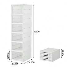 6 Tier Shoe Storage Box Stackable Foldable, Easy Assembly Tool Free Shoe Rack Organiser With Transparent Door For Trainers Sneakers High Heels - View 3