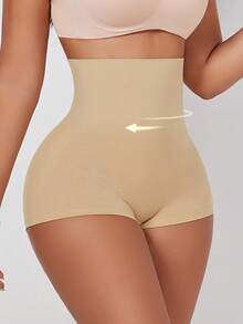 1pc Women's Mid-Waist Tummy Control Shaping Butt Lifting Short Panties - Apricot - View 4