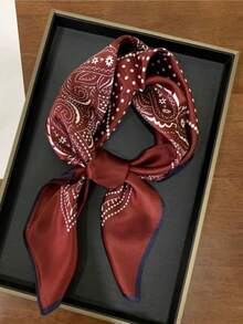 Women's Luxurious Designer Chain Print Spring 70*70cm Bandana Scarf Headscarf Bag Tie, Suitable For Daily Wear Paisley Pattern Polyester Fiber - Multicolor - View 5