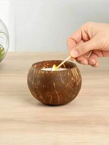 1pc Pure Natural Coconut Shell Scented Candles, Coconut Milk & Coffee Scent, Holiday Decorations, Holiday Candles, Suitable For Birthday Gifts, Souvenirs And Small Gifts, Desktop Decorations And Interior Decorations, Shooting Props Decoration - Multiple Styles - View 3