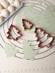 3pcs Christmas Tree Cookie Cutter Set, 430 Stainless Steel With Red Plastic Rim, Small Medium Large 3 Sizes, Reusable Baking Tools For Holiday Dessert Making, Christmas Party Cookie Mold - Multicolor - View 6