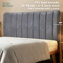 1pc Baby Suede Elastic Headboard Cover, Soft Smooth Skin-Friendly Headrest Slipcover, Solid Color Dust-Proof Bed Headboard Protector, Universal Fit, Suitable For Bedroom Decor, All Seasons - Light Grey - View 5