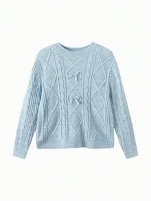 Balabala Girls Cute Soft Knit Sweater Pullover Jumper Casual Versatile Top For Tween Girl Winter Daily Wear - Blue Tint - View 4