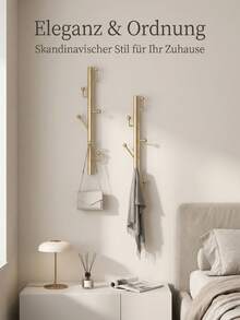Wandhaken Garderobe Metall Wandmontage, Wandgarderobe mit Haken für Jacken Mäntel Taschen Hüte, Garderobenleiste platzsparend für Flur, Eingangsbereich, Schlafzimmer und Bad - Übersicht 5