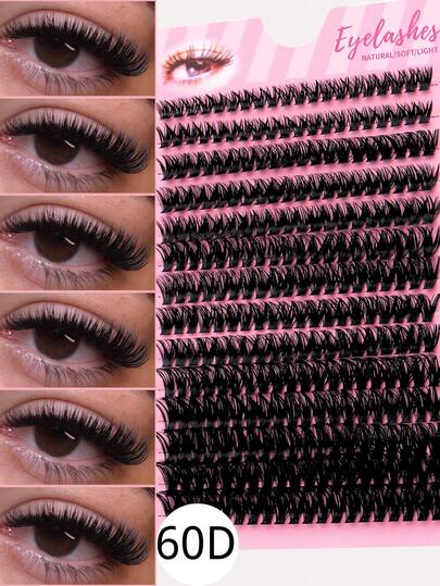 Fengxiu Eyelash 280 Clusters 60D Natural Dense Style False Eyelashes, 3D Russian Curl Mixed Lengths, Reusable, Home DIY, D-Curl, Length 10-16mm, Thickness 0.05mm, Suitable For Beginners, Multiple Styles, Multiple Packaging, Single Cluster Lash Extension, Natural, Anime, Ultra-Dense Makeup Style, Halloween, Christmas Essential