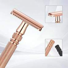 Rose Gold Safety Manual Razor Shell, Anti-Scratch Razor Shell, Suitable For Beard, Armpit Hair, Leg Hair Removal - Multi-color - View 2