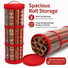 Christmas Wrapping Paper Organizer Storage 41" Gift Wrapping Paper Storage Bag Clear PVC With Oxford Gift Wrap Paper Holder - View 4