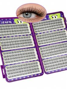 ISEEN 384pcs C-Curl Natural False Eyelash Clusters Set, DIY Eyelash Extension Kit, Soft And Comfortable, Includes Glue, Sealer, Remover And Tweezers, Fine And Soft Daily Cluster Lashes, Suitable For Convenient And Quick DIY Eyelash Makeup At Home, For Personal Use - Multicolor - View 2