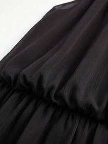 Mono Corto Elegante de Cuello Halter para Mujer, Color Negro Sólido Sin Mangas Estilo Casual Verano - Negro - Ver 8
