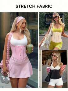 Women'S Waist Trainer Body Shaper Plus Size Tummy Control Cincher Adjustable Straps Body Shaping Waist Cincher Corset - Black - View 6