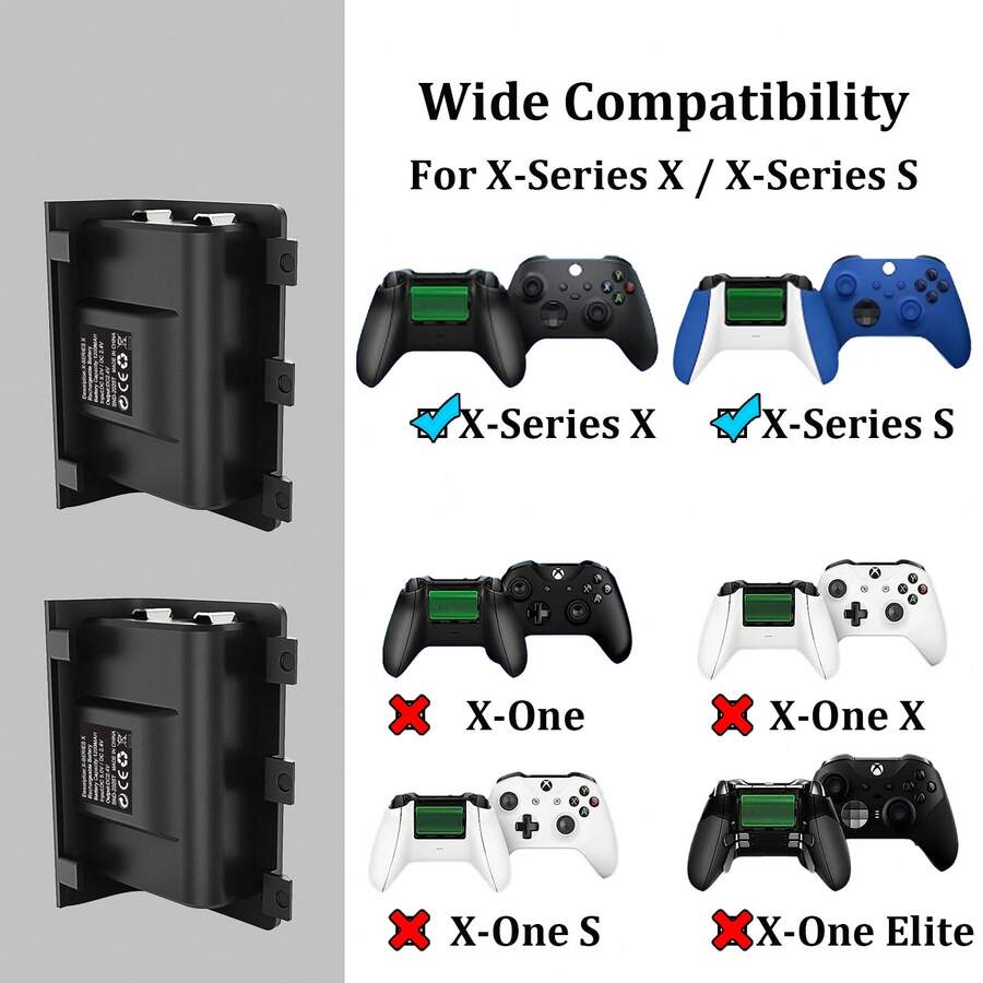 600mAh Rechargeable Battery For Xb Ox, LED Status Light, Fast Charge, Replacement Pack, For Frequent Players - Black-series - View 1