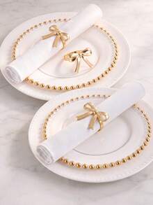 2-12pcs 3D Gold Bow Napkin Rings, French Wedding Napkin Holders, Party Gathering Table Napkin Rings, Suitable For Home Decor, Party Decor, Holidays, Parties, Gatherings, Birthdays, Gifts, Dinner Parties, Outdoor - Multicolor - View 4