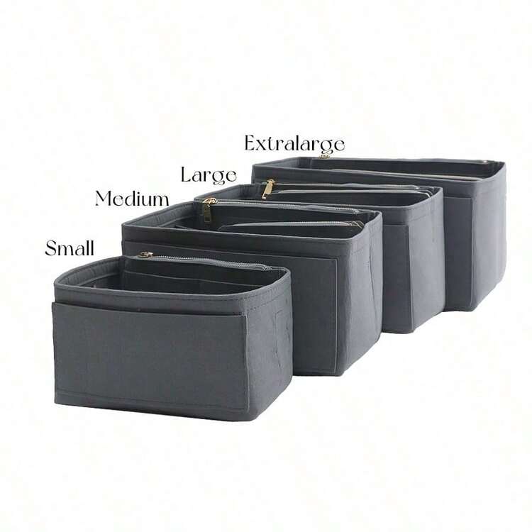 1pc Multi-Functional Inner Bag Makeup Bag Organizer Pouch Toiletry Bag Storage Bag Foldable Detachable Inner Bag Compartment Organizer Bag Portable Storage Bag Middle Bag - Grey - View 2