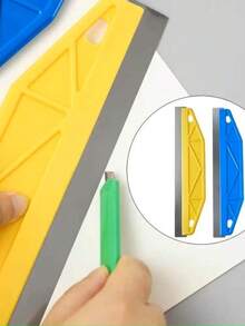 1pc 12 Inch Metal & Plastic Paint Guard With Ergonomic Handle And Edge Protection Design - Heavy Duty Wall Finishing Tool For Precise Trimming, Wallpaper Cutting And Wall Decoration. Durable Yellow Edge Guard, Designed For Home And Commercial Use, Sturdy Construction - A - View 7
