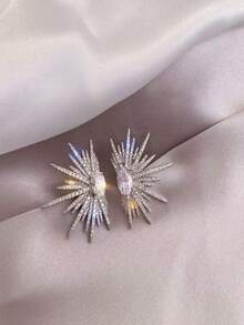 1 Pair Elegant Fashion Sparkling Wing Design Women'S Stud Earrings, Suitable For Party And Vacation Decoration, Jewelry Gift - Multicolor - View 2
