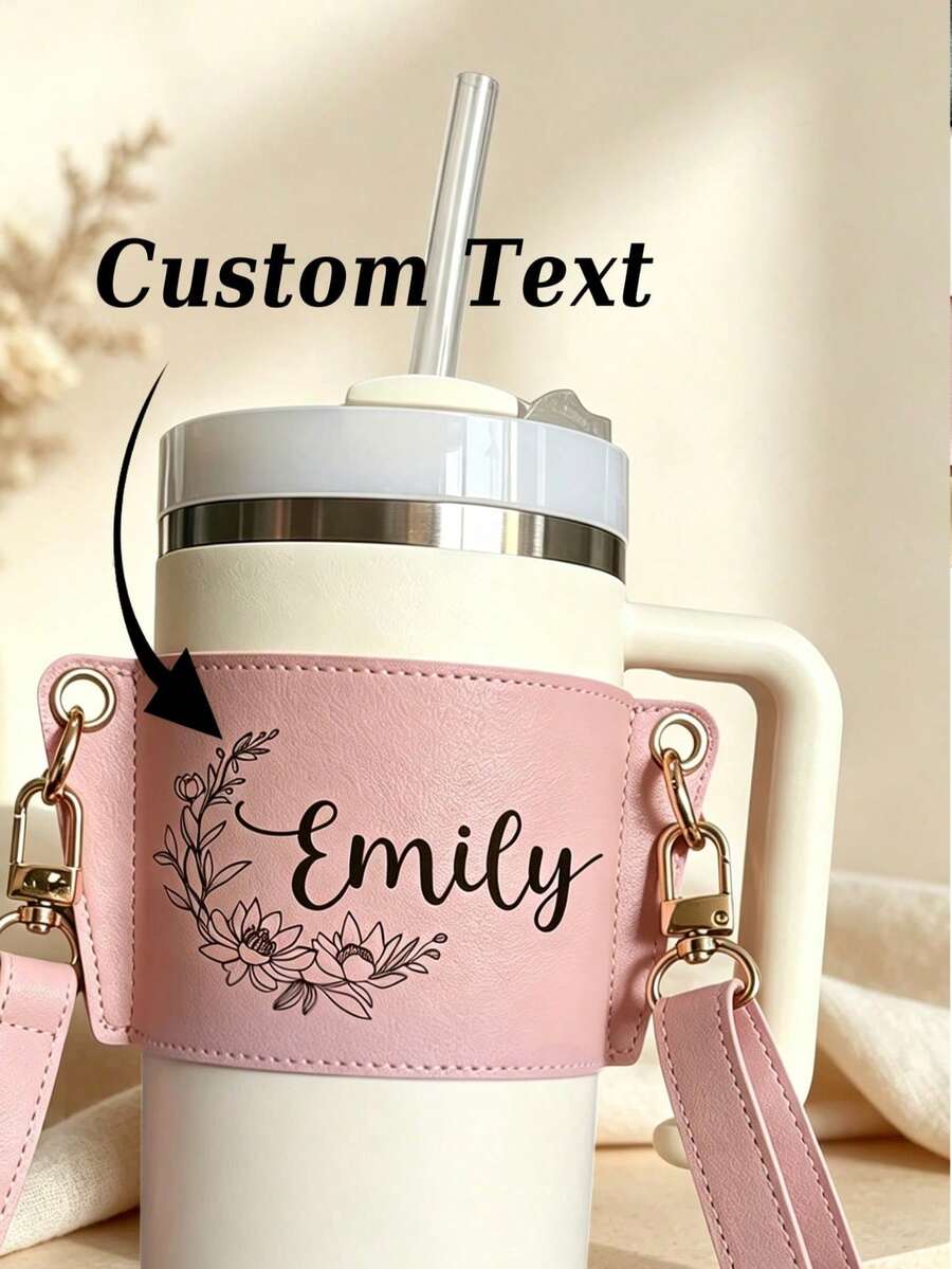 1pc Customized Water Bottle Sleeve With Strap (Fits 40/30oz Water Bottles), Featuring Adjustable Strap And Personalized Name Customization, Suitable For Hiking, Travel And Camping. - Multicolor - View 1