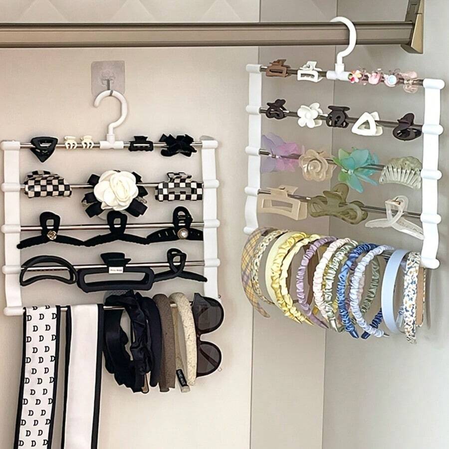 1pc Headband Storage Rack, Claw Clip Display Stand, Hair Accessory Hanging Rack, Pendant Organizer, Hair Claw Storage Holder, Large Capacity, Stainless Steel Material, Wall Mounted, Suitable For Closet Storage, Wall Storage, Jewelry Storage, Jewelry Rack
