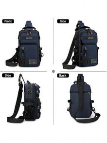 New Fashion Men's Chest Bag Tech Style Multifunctional 2-In-1 Backpack Small Bag Outdoor One Shoulder Crossbody Bag Zipper Decoration Multi-Pocket Holiday Gift For Father Boyfriend - Multicolor - View 6