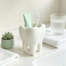 Cartoon Big White Tooth Multi-Function Storage Bucket, Bathroom Sink Toiletries Organizer Rack, Office Desk Stationery Holder, Niche Creative Dental Theme Decorative Ornament - White - View 10