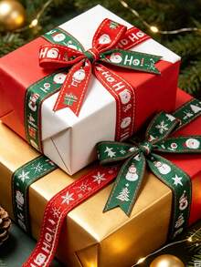 Christmas Ribbon DIY Bow Gift Wrapping Christmas Scene Woven Ribbon Party Colorful Ribbon - Multicolor - View 3