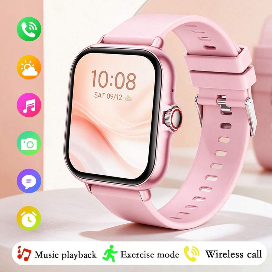Outdoor Sports Fashion Smart Watch, 1.83-Inch Full Touch Screen, Supports Wireless Calls And Messages, Wireless Music Playback, Fitness Tracker Smart Watch. Suitable As Gift For Friends And Couples, Compatible With Android And IOS