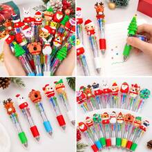 1Pc/2pcs/8pcs/12pcs/24pcs /Christmas Mini Multicolor Pen Set, Festive Four-In-One Cute Click Ballpoint Pens, Suitable For Colleague Christmas Party Gifts And Office Giveaways - Christmas 4-color Ballpoint Pen - View 9