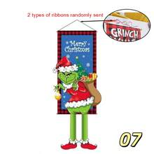 The Grinch The 1PC Christmas Print Hanging Fabric Banner, Wall Art Poster, Party Atmosphere Decoration Prop, Home Wall Decor Painting, Store Window Display, Holiday Photo Backdrop, Reusable Christmas Scene Setup, Easy Installation & Foldable Storage, Suitable For Christmas Party Decoration - 110*40cm - View 9