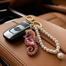 1pc Metal Animal Seahorse Keychain, Car Key Pendant, Women's Bag Accessory, Gift For Holidays - Old Gold - View 8