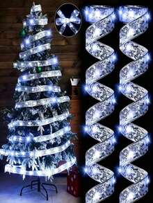 Lampu Pita LED untuk Pohon Natal | Desain Bergelombang Berkilau Emas | Bertenaga Baterai, Tidak Perlu Colokan | Cocok untuk Dekorasi Liburan Natal dan Pernikahan di Dalam Ruangan | Tema Santa Claus | Bahan Plastik Tahan Lama dengan Dekorasi Berkilau, Lampu Rangkaian Pohon Natal - Lampu Pita - View 7