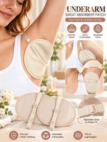 1pair Washable Underarm Sweat Pads With Adjustable Clear Straps Reusable Underarm Shields Shoulder Strap Armpit Sweat Guards Soft Absorbent Underarm Liners For Men Women - Multicolor - View 6