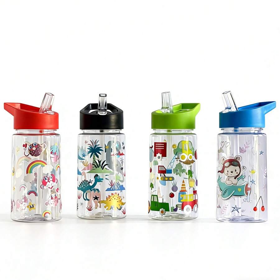 Colorful Cute Pattern Leak-Proof Transparent Straw Cup, Lightweight Adorable Daily Water Cup For Outdoor Camping And Picnic - Multicolor - View 1